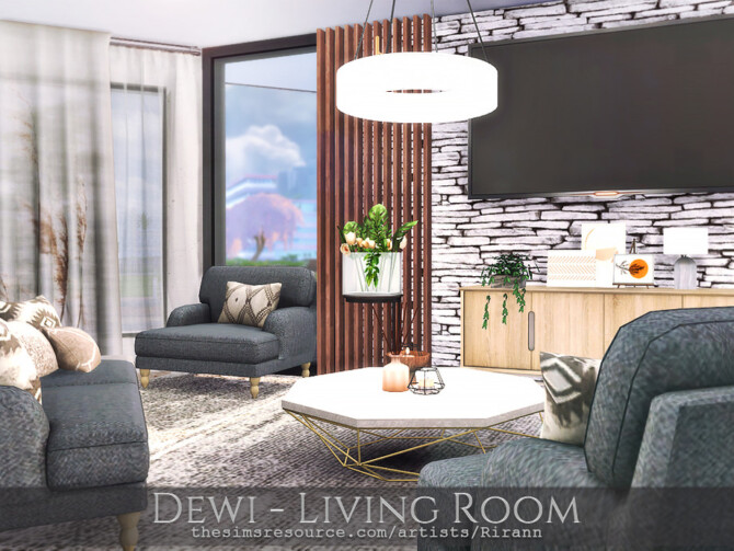Sims 4 Dewi Living Room by Rirann at TSR