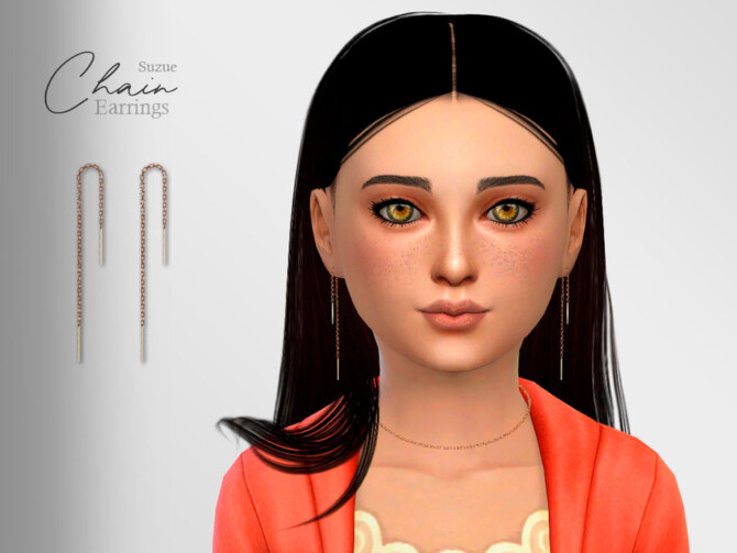 Sims 4 Chain Earrings Child by Suzue at TSR