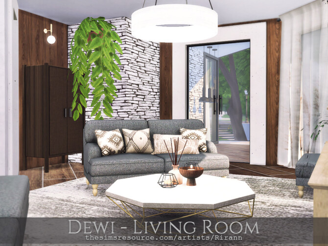 Sims 4 Dewi Living Room by Rirann at TSR