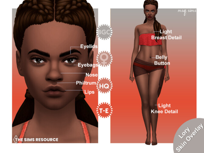 Sims 4 Lory Skin Overlay by MSQSIMS at TSR