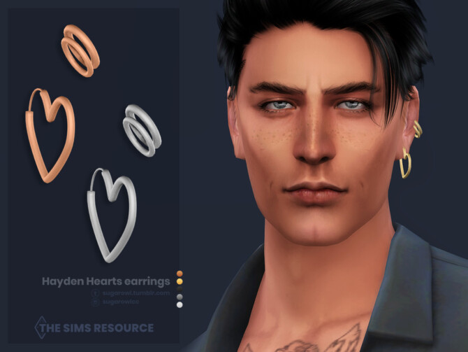 Sims 4 Hayden Hearts earrings | Left by sugar owl at TSR