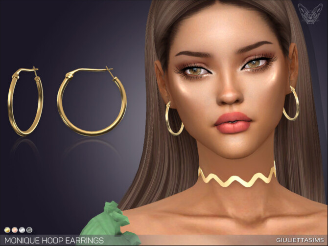 Sims 4 Monique Hoop Earrings by feyona at TSR