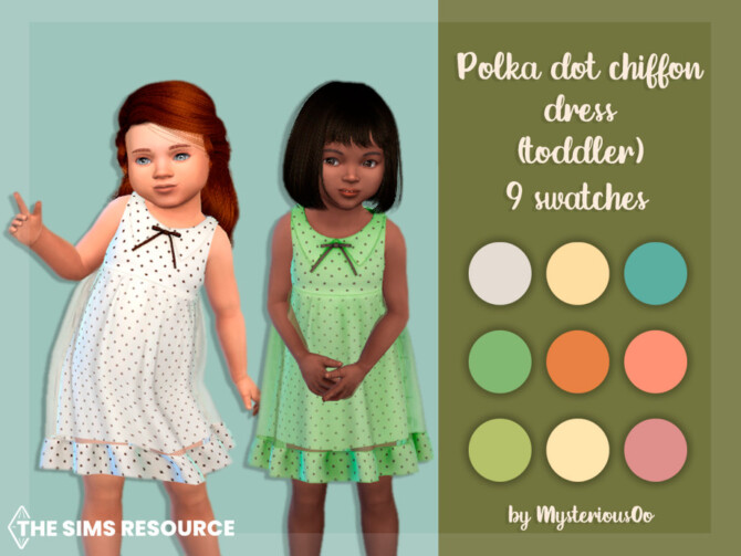 Sims 4 Polka dot chiffon dress Toddler by MysteriousOo at TSR