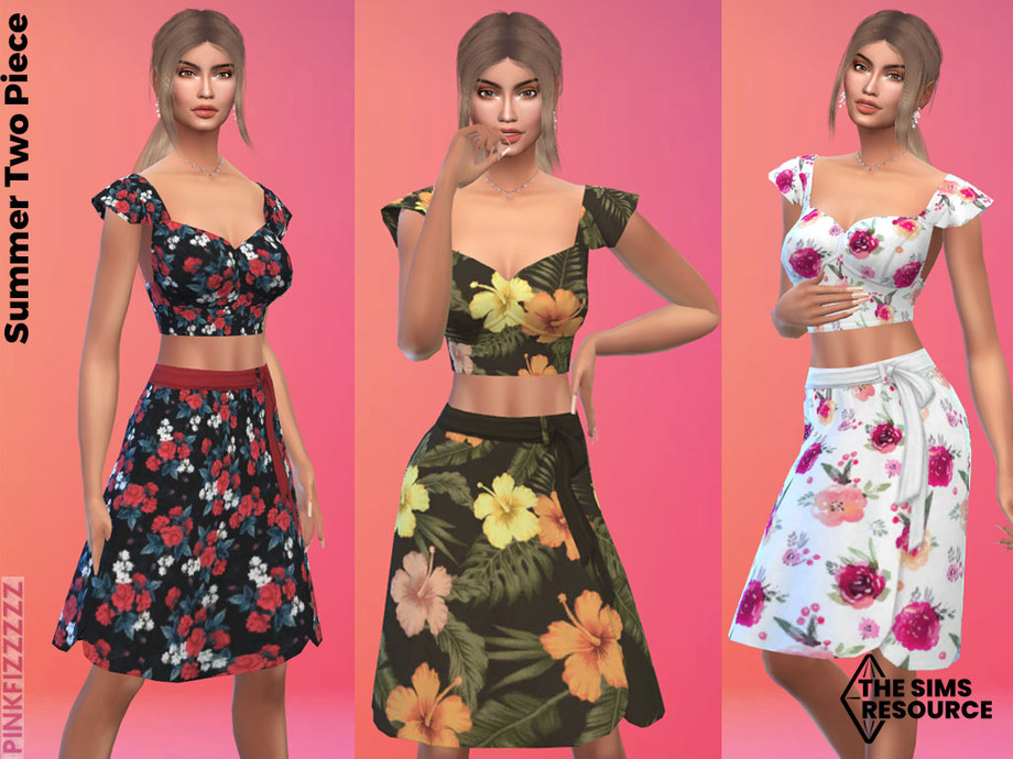 Summer Two Piece Outfit by Pinkfizzzzz at TSR » Sims 4 Updates