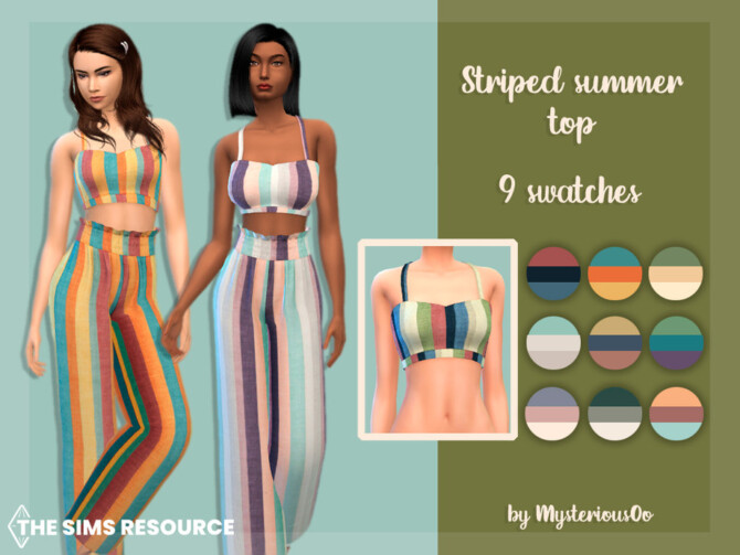 Sims 4 Striped summer top by MysteriousOo at TSR