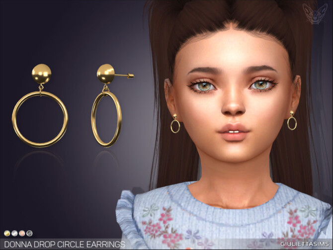 Sims 4 Donna Drop Circle Earrings For Kids by feyona at TSR