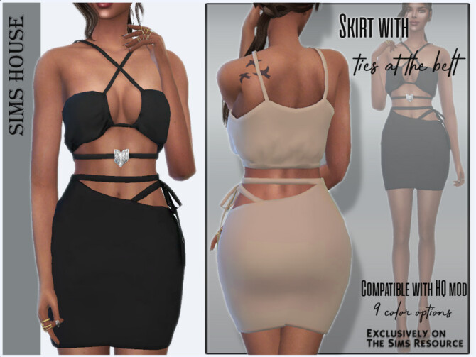 Sims 4 Skirt with ties at the belt by Sims House at TSR