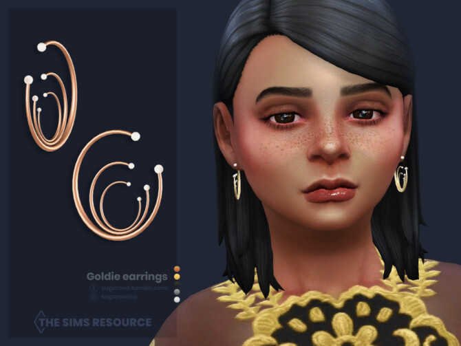 Sims 4 Goldie earrings Kids version by sugar owl at TSR