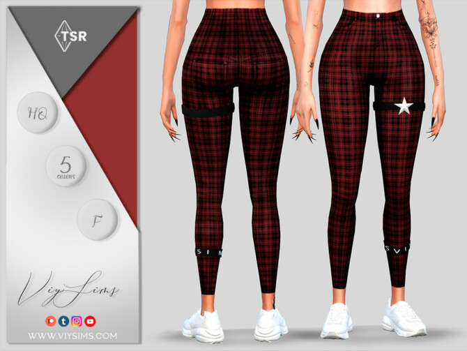 Sims 4 Star Pants female [Pattern Plaid] by Viy Sims at TSR