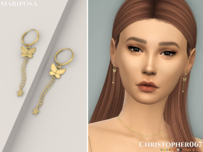 Sims 4 Mariposa Earrings by Christopher067 at TSR