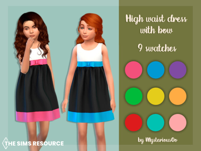 Sims 4 High waist dress with bow by MysteriousOo at TSR