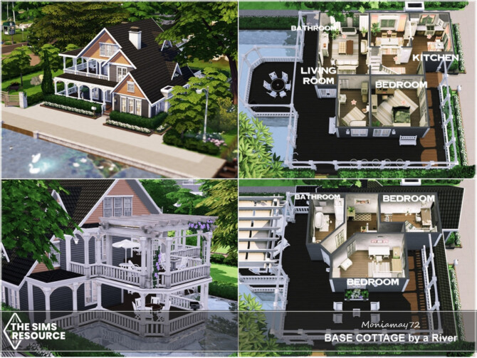 Sims 4 Base Cottage by a River by Moniamay72 at TSR