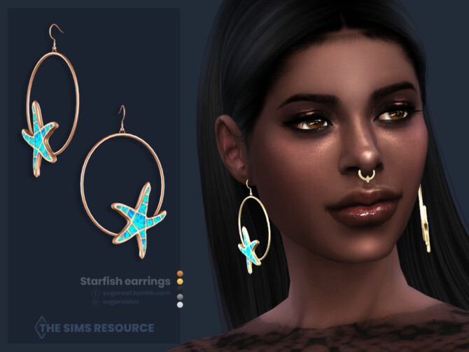 Sims 4 Starfish earrings by sugar owl at TSR