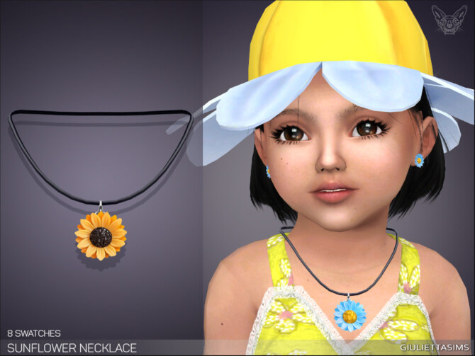 Sims 4 Sunflower Daisy Necklace For Kids by feyona at TSR