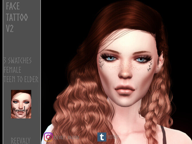 Sims 4 Face Tattoo V2 by Reevaly at TSR