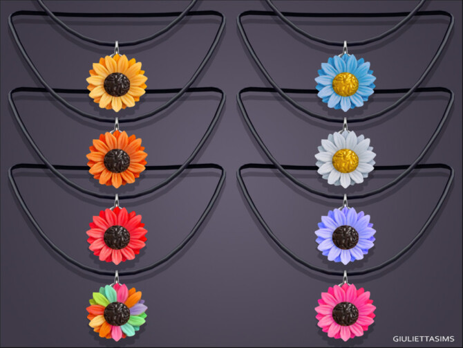 Sims 4 Sunflower Daisy Necklace For Kids by feyona at TSR