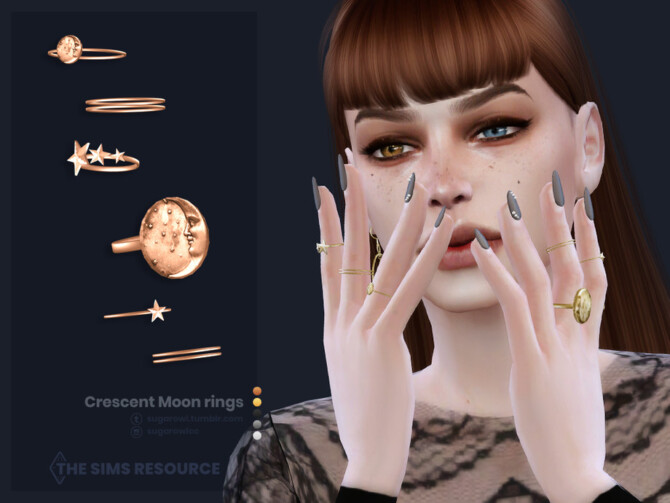 Sims 4 Crescent Moon rings by sugar owl at TSR