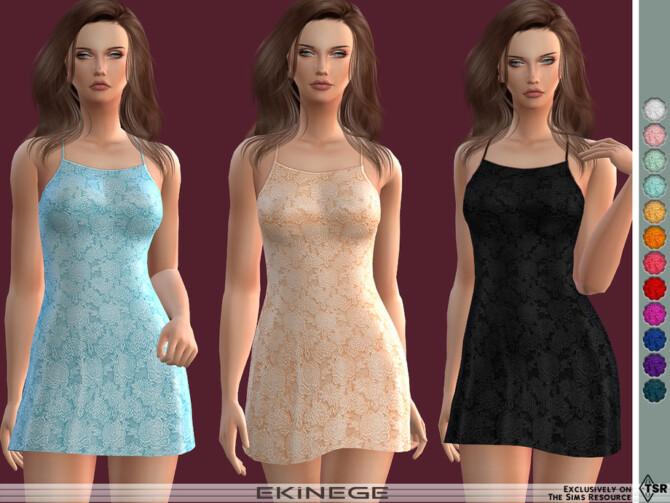 Sims 4 Floral Lace Mini Dress by ekinege at TSR