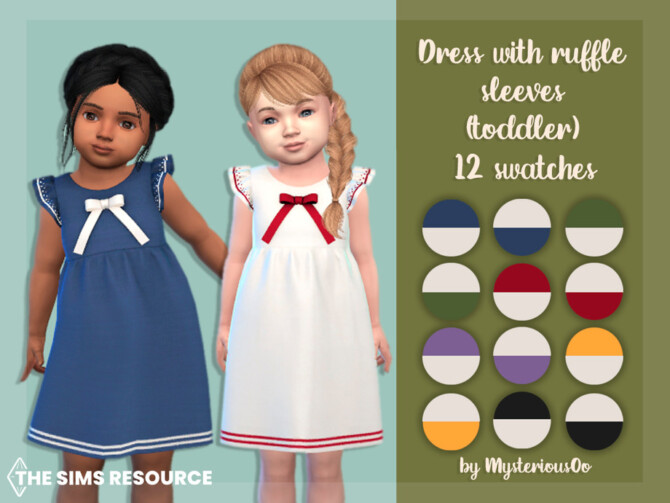 Sims 4 Dress with ruffle sleeves toddler by MysteriousOo at TSR