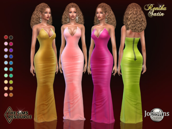 Sims 4 Renika satin dress by jomsims at TSR