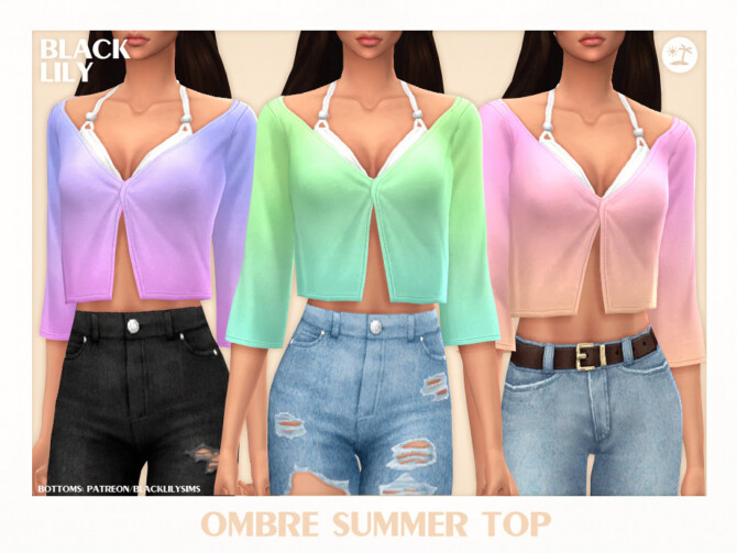 Sims 4 Ombre Summer Top by Black Lily at TSR
