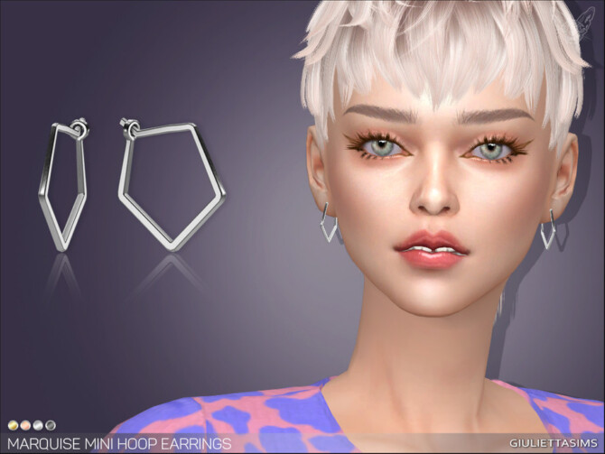 Sims 4 Marquise Mini Hoop Earrings by feyona at TSR