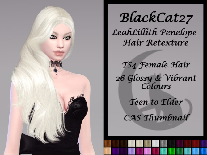 Sims 4 LeahLillith Penelope Hair Retexture by BlackCat27 at TSR