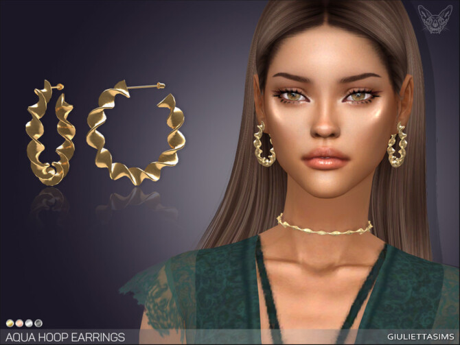 Sims 4 Aqua Hoop Earrings by feyona at TSR