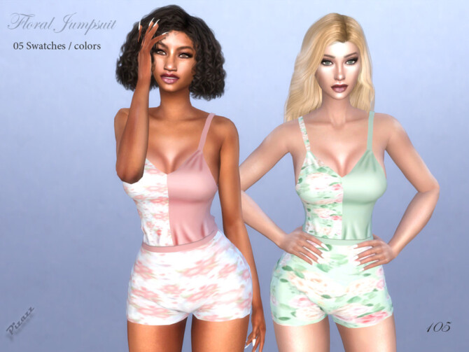 Sims 4 Floral Jumpsuit by pizazz at TSR