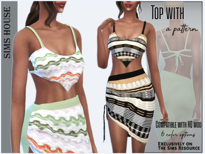 Sims 4 Top with a pattern by Sims House at TSR
