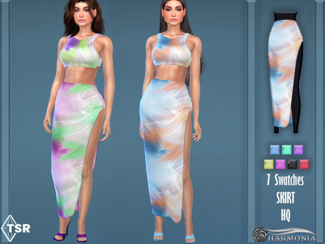 Sims 4 Flame Print Slinky Midaxi Skirt by Harmonia at TSR