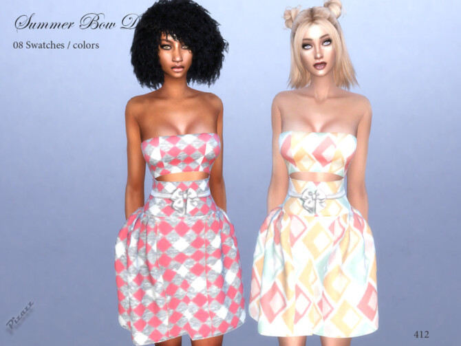 Sims 4 Summer Bow Dress by pizazz at TSR