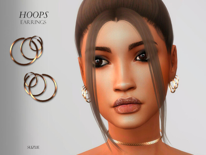 Sims 4 Hoops Earrings by Suzue at TSR