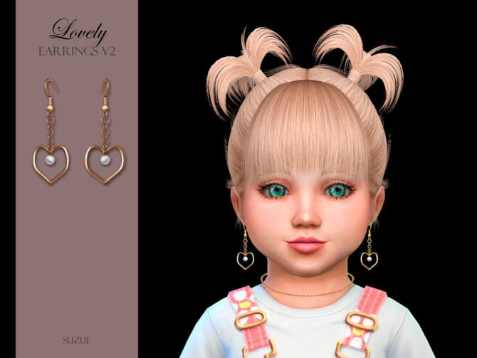 Sims 4 Lovely Earrings v2 Toddler by Suzue at TSR