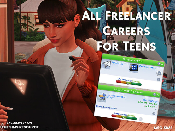 Sims 4 All Freelancer Careers For Teens by MSQSIMS at TSR