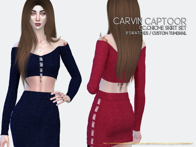 Sims 4 CC Chicme Skirt Set by carvin captoor at TSR