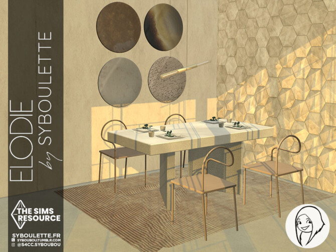 Sims 4 Elodie dining set by Syboubou at TSR