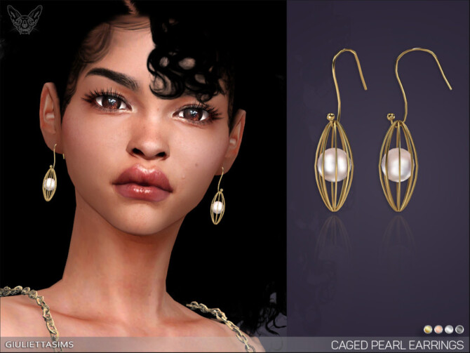 Sims 4 Caged Pearl Earrings by feyona at TSR