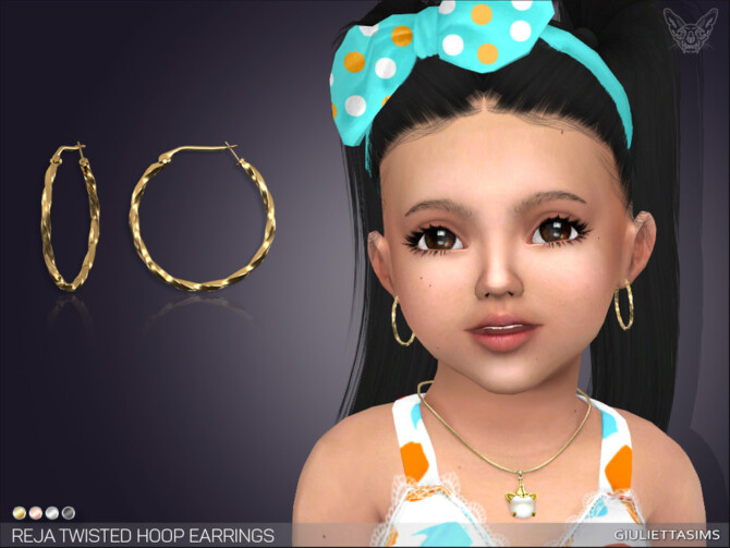 Sims 4 Reja Twisted Hoop Earrings For Toddlers by feyona at TSR