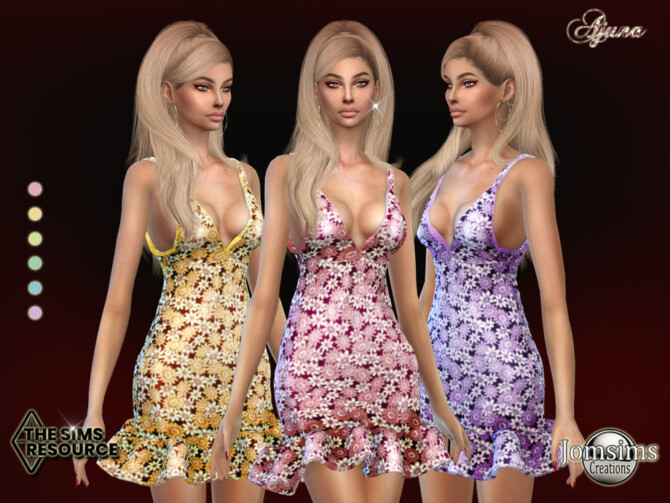 Sims 4 Ajuna dress by jomsims at TSR