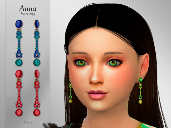 Sims 4 Anna Earrings Child by Suzue at TSR