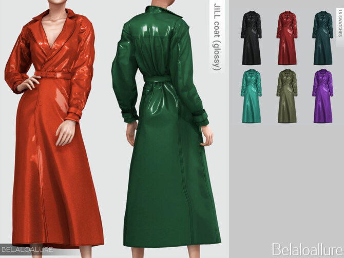 Sims 4 Belaloallure Jill coat (glossy) by belal1997 at TSR