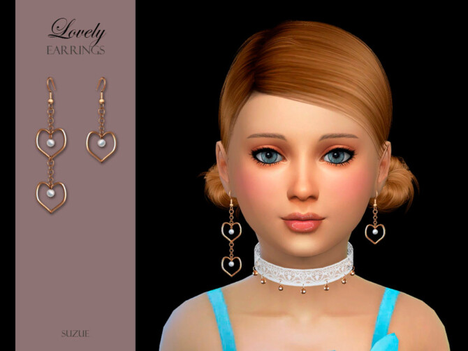Sims 4 Lovely Earrings Child by Suzue at TSR