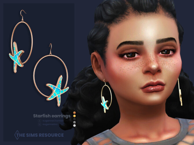 Sims 4 Starfish earrings | Kids version by sugar owl at TSR
