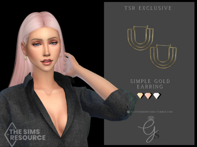 Sims 4 Simple Gold Earrings by Glitterberryfly at TSR