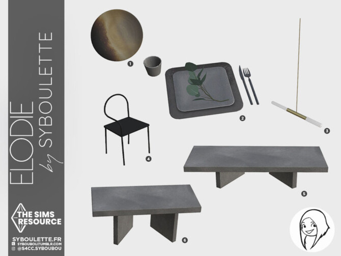Sims 4 Elodie dining set by Syboubou at TSR