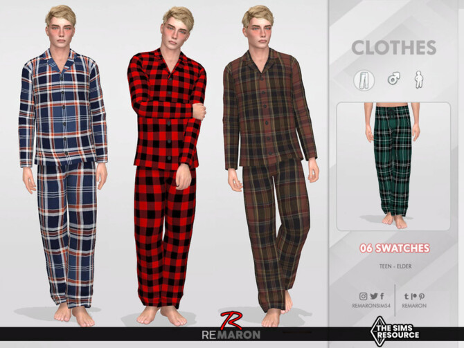 Sims 4 Pajamas Pants 01 for Male Sim by remaron at TSR