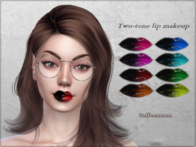 Sims 4 Two tone glossy lip makeup by coffeemoon at TSR