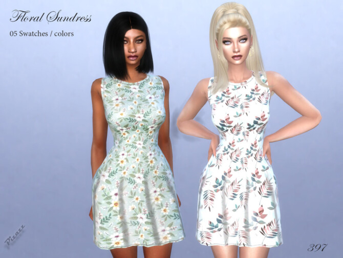 Sims 4 Floral Sundress by pizazz at TSR