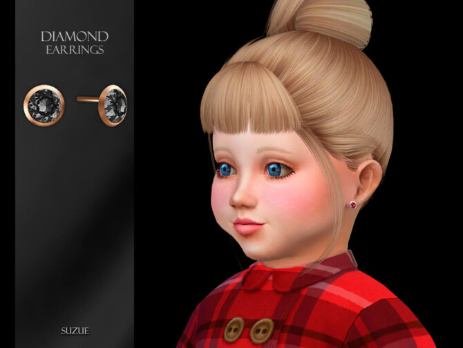 Sims 4 Diamond Earrings Toddler by Suzue at TSR
